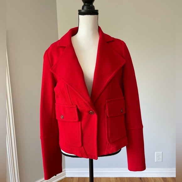 Anthropologie red jacket lapels pockets outerwear work fall winter layer outdoor - Picture 12 of 16